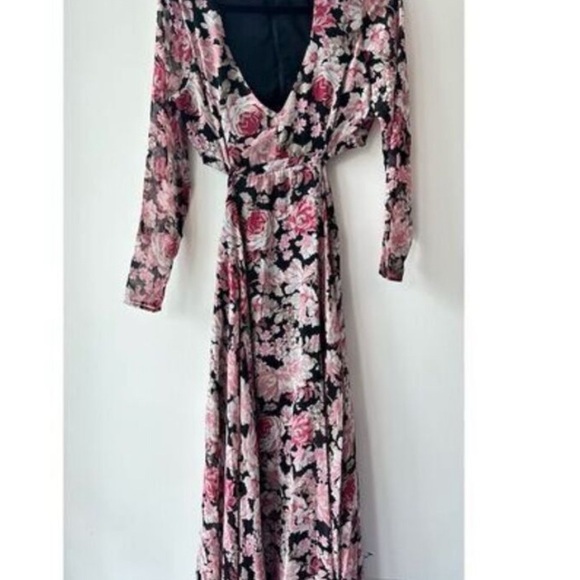Bardot Black and Pink Floral Long Sleeve Dress - Picture 3 of 4